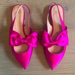 J.Crew Gwen sling back satin flats with bow, 7 1/2